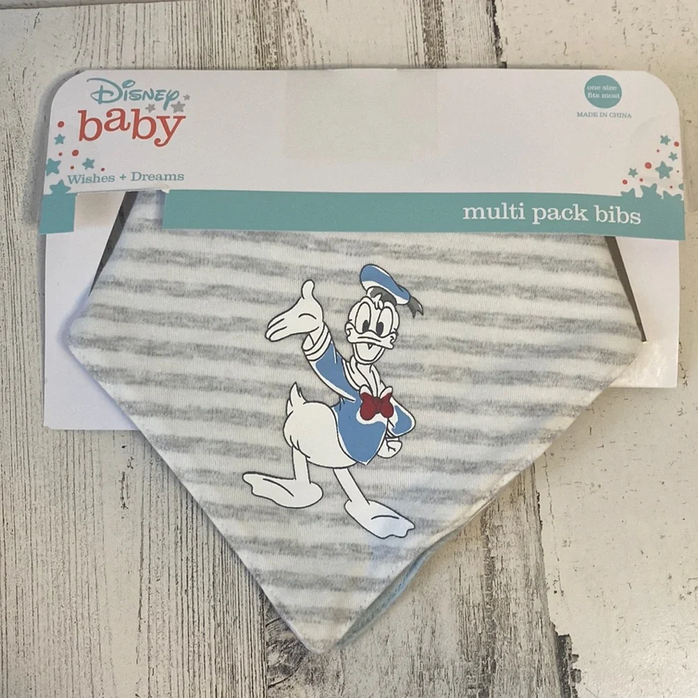 Disney Baby Donald, Pluto, Mickey Bibs Size O/S NEW